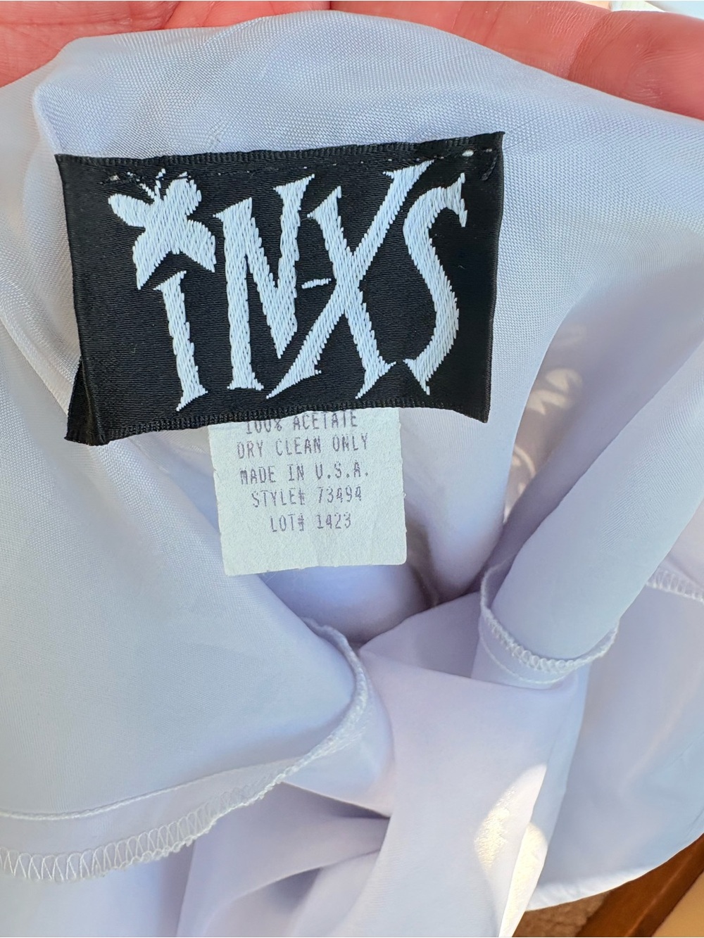 Vintage INXS Elegant Periwinkle Sterling Slip Dress Fleur de Lis Velvet Burnout - Picture 8 of 8